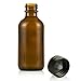 Amber Glass Bottles - 12-Pack Boston Round Bottles with Black Poly Cone Cap for Tight Seal - Refillable Glass Bottles for Essential Oils, Extracts and More - Perfect for Light Sensitive Liquids - 2 oz