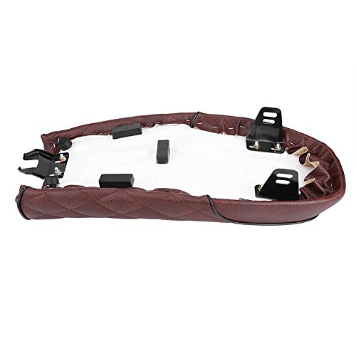 image for Qiilu Motorcycle PU Leather Vintage Cafe Racer Seat Flat Saddle Cushio