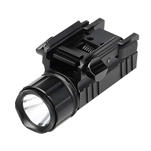 GOHIKING Tactical LED Handgun Light 200 Lumens Strong Quick Flicker Picatinny/Weaver Rail Flashlight w/Sliding on/Off Switch