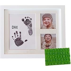 Ultimate Baby Ink Handprint Footprint Kit & Frame – with Premium Stencil to Personalize, Photo Picture Frame, Safe Ink…