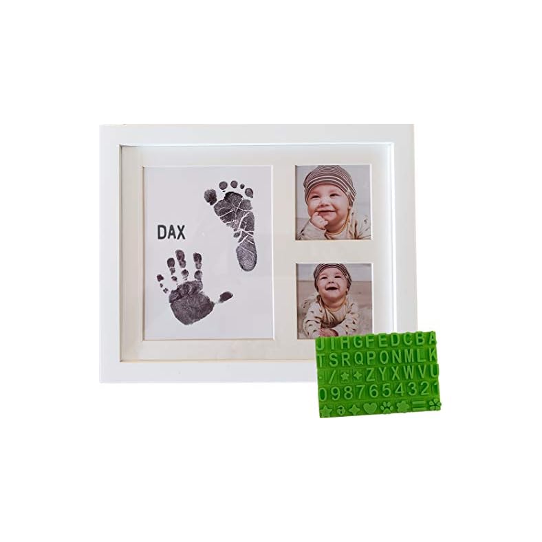 Ultimate Baby Ink Handprint Footprint Kit & Frame – with Premium Stencil to Personalize, Photo Picture Frame, Safe Ink…
