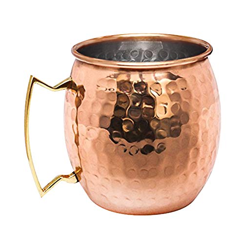 Heych 1 STK. Moscow Mule Kupferbecher COPPLI, gehämmert und handgefertigt (Kupfer und Edelstahl), ideal für kalte oder… – Bild 3