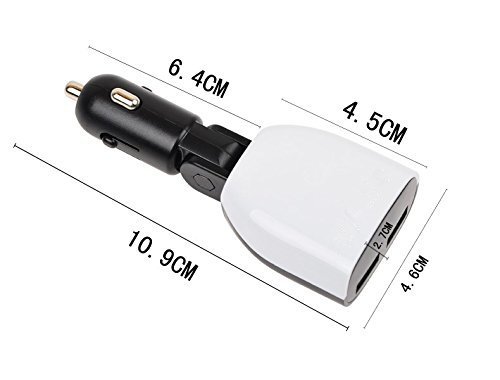 Car Charger, 3.4 A Car Charger Adapter Metal Dual USB Car Charger LED Display Car Voltage Detector Flush Fit Iphone X/ 8/7/ 6s/ Plus, iPad Air 2/ Mini 3, Galaxy S9/ S8/ S7 Edge Android Devices - Thumbnail 5