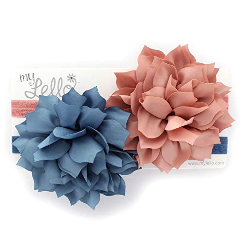 My Lello Petal Flower Headbands Girls Toddler Mixed Colors 2-Pack (Cornflower Blue/Royal Orchid) - Thumbnail 4