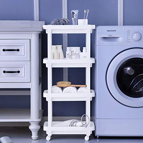 Aogist 4-Tier Slide Out Storage Cart Rolling Utility Cart Storage Shelf Rack for Kitchen Laundry Room Bathroom Office & Dressers