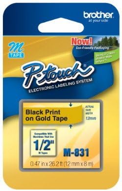 1/2" (12mm) Black on Gold P-touch M Tape for Brother Home &amp; Hobby, Home and Hobby Label Maker