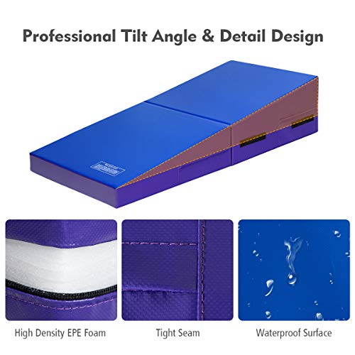 GYMAX Incline Gymnastics Mat, 60"X30"X14" Wedge Shape Gymnastics