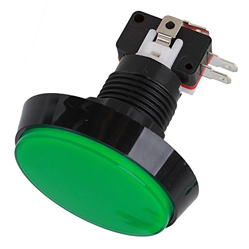 BQLZR Green LED Light Lamp 60mm Dia Big Round Arcade Video Game Player Push Button Switch Pack of 5