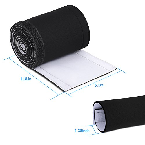 Bestfy Cable Management Sleeves, 118'' Cord Management System, Neoprene Flexible Adjustable Cord Cover Sleeve for TV, Computer, Home Theater, Home Entertainment(Black & White) - Thumbnail 7