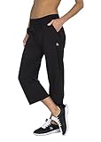 RBX Active Women's Relaxed Fit Cotton Capri Pant w/ Dual Pockets,Black,Large
