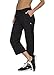 RBX Active Women's Relaxed Fit Cotton Capri Pant w/ Dual Pockets,Black,Large