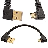 BSHTU Gold Plated USB 2.0 A Left Angle to Micro B Right Angled Cable Data Sync and Charge Cable (Right)