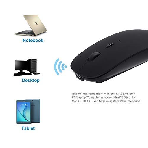 SUNGI Bluetooth Mouse for Mac/Laptop/iPad/iPhone/Android PC,Rechargable