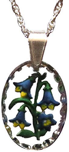 Bluebell hand painted oval crystal pendant