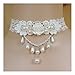 Lefinis White Flower Beads Pendant Popular Girl Gothic Braided White Lace Choker Necklace