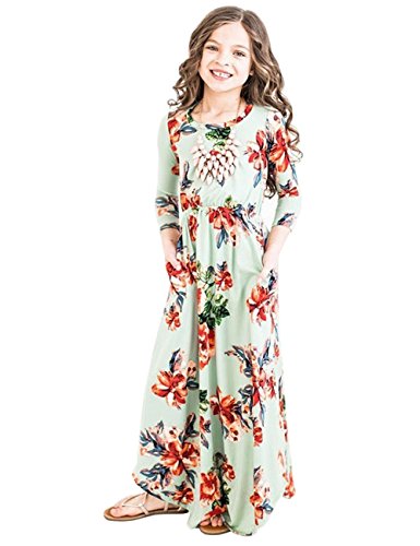 Jyh girls maxi dress, floral flared sewing pocket three…