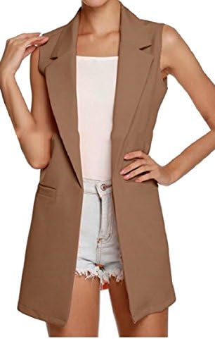 security Women' Sleeveless Oversized Open Longline Duster Blazer Jacket Coat