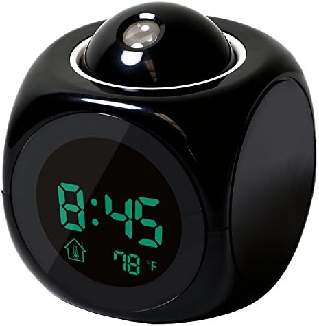 GPCTProjection Alarm Clock (Digital LCD Voice Talking Function, LED Wall/Ceiling Projection, Alarm/Snooze/Temperature Display, 12hr/24hr, Bedside Alarm Clock) - Black