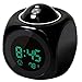 GPCT Projection Alarm Clock (Digital LCD Voice Talking Function, LED Wall/Ceiling Projection, Alarm/Snooze/Temperature Display, 12hr/24hr, Bedside Alarm Clock) - Black