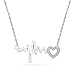 Sterling Silver White Round Diamond HeartBeat necklace (0.03 Cttw)