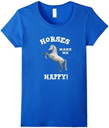 Women's Horses Make Me Happy T-Shirt Real Girls Love Horses Medium Royal Blue