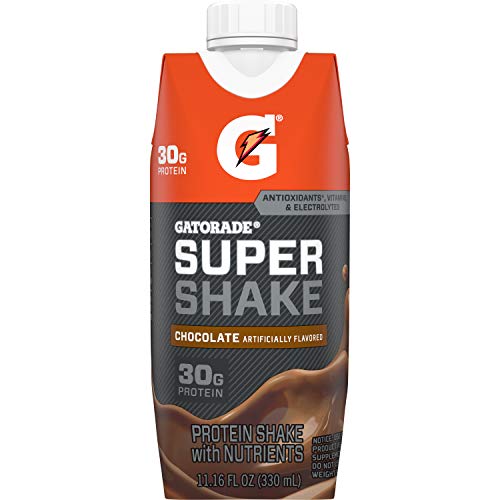 Gatorade Super Shake, Chocolate, 30g Protein, 11.16 fl oz Carton, Pack