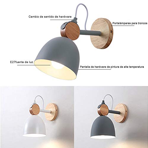 Sunsign moderna Creatividad lampara de pared arbotantes de interior Ángulo de iluminación ajustable led lights Candelabro enchufable de un solo cabezal E27, cubre foco, gris
