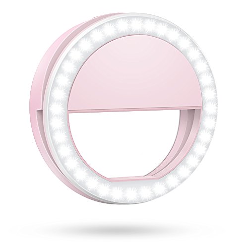 Meifigno Selfie Phone Camera Ring Light with [Rechargable] 36 LED Light, 3-Level Adjustable Brightness On-Camera Video Lights Clips On Night Makeup Light for iPhone iPad Sumsung Galaxy Photography