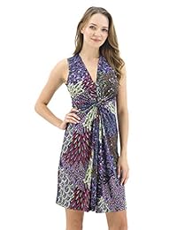 BENANCY Vestido de playa para mujer, cuello en V, sin mangas, con nudo