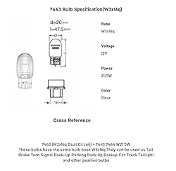 Kadiby12pcs 7443 7443LL 7443ST Light Bulb T20 12v