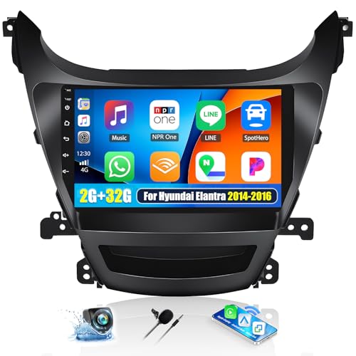 Photo 1 of 2+32G Android Car Stereo for Hyundai Elantra 2014 2015 2016 with Carplay Android Auto Mirror Link Change Wallpaper Theme 9 inch Touchscreen Radio FM RDS HiFi Bluetooth WiFi GPS+ AHD Camera & MIC