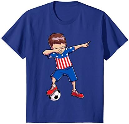 Kids Dabbing Soccer T shirt for Boys Kids Men American Flag USA 10 Royal Blue