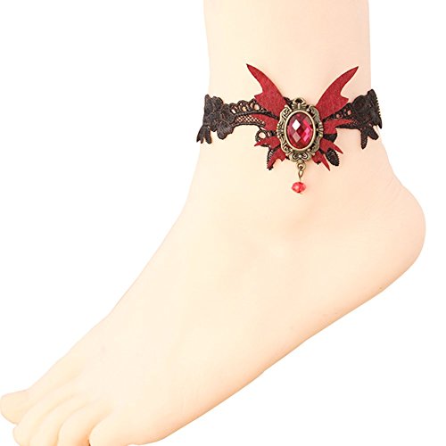 Wowlife Red Vampire Butterfly Ankle Ring Foot Sandal Beach Wedding Ankle Bracelet Women Girls Anklet Bracelet
