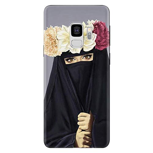 Black Muslim Hijab Girl Galaxy Note 8 Case Islamic Girl Phone Cover Burqa Niqab Princess Arabic Hijabi Queen Crown Back Case Religious Women Veil, TPU