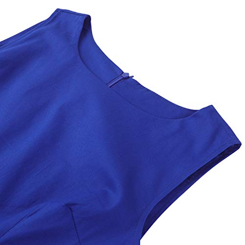 OWIN Women's Vintage 1950's Floral Spring Garden Rockabilly Swing Prom Party Cocktail Dress Royal Blue