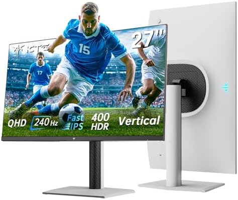 H27E6S Écran Gaming 27 Pouces QHD 2560 x 1440, 240Hz (OC 275Hz), Fast IPS, 1 ms, HDR400, FreeSync & G-Sync Compatible, Eye Care, VESA 100x100mm, Pied Réglable en Hauteur, HDMI 2.0, DisplayPort 1.4