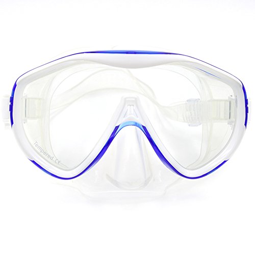 Luerme Swim Goggles Diving Mask Scuba Diving Free Diving Snorkeling Mask Adults Flexible Silicone Tempered Glass Lens PC Frame Face Plates Underwater Sports Diving Goggles Accessories (Dark Blue)
