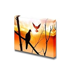 Canvas Prints Wall Art - Silhouette of Birds at Sunrise - 12" x 18"