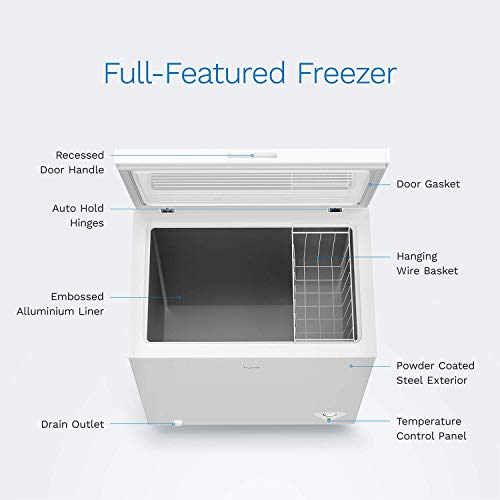 hOmeLabs 7 Cubic Feet Chest Freezer Top Door Deep Freezer with Manual