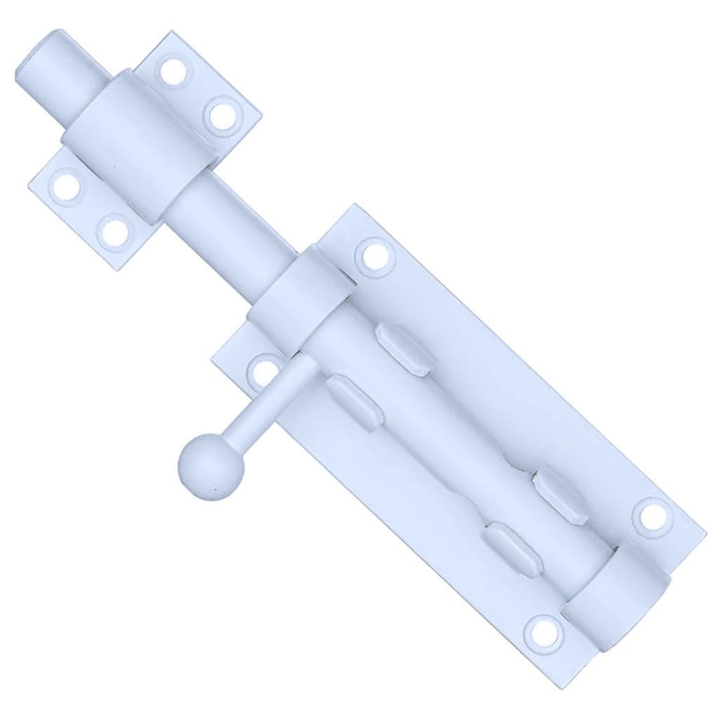 Litensh Heavy Duty Sliding Gate Latch Bolt Door Lock with Padlock Hole, Stainless Steel Safety Barrel Long Throw Shed Door Bolt Latch Lock for Gate, White Dia.12mm 6 inch — image 1