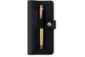 CestAntiQ Distressed Leather Checkbook Cover with Pen Holder – Handmade Executive Checkbook Wallet for Men, Women, Slim and S