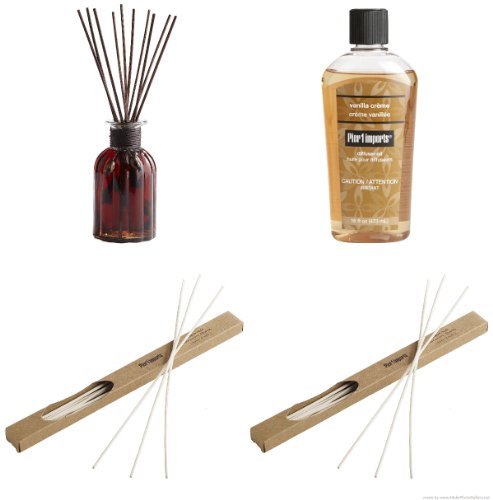 Pier 1 Imports Reed Diffuser-Vanilla Creme, Vanilla Creme Diffuser Oil and Diffuser Reeds -(Two 10 Packs)
