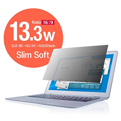 ELECOM Privacy Filter for 13.3inch Laptop (16.9), Protects Your Confidential Information, Reduces Blue Light, Blocks 99.9% UV, EF-PFF133W2