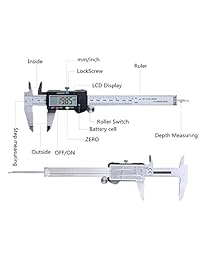 Ciencia compra 0604 cal6  Acero Inoxidable electrónico LCD Indicador de Calibre Vernier digital Micrómetro Con Funda de transporte, 6," Plata