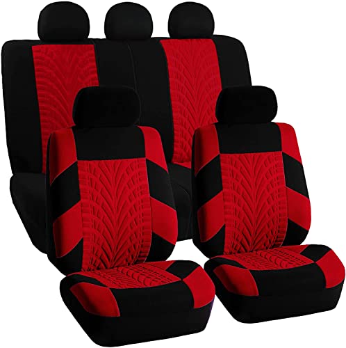 FH Group Conjunto completo de capas de assento de carro pano premium - ajuste universal, capa de assento automotiva, capas de banco dianteiro baixo, compatĂvel com airbag, assento traseiro dividido,