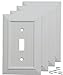 SleekLighting Pack of 4 Wall Plate Outlet Switch Covers | Classic White Beadboard Wall plates| Variety of Styles: Decorator/Duplex/Toggle/Blank/& Combo | Size: 1 Gang Toggle