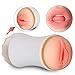 Male Masturbator Cup,2 in 1 Pocket Pussy Sex Toy with 3D Realistic Mouth Textured Vagina and Tight Anus Stroker Rechargeable with 12 Stimulation for Men Masturbation (Size -2)