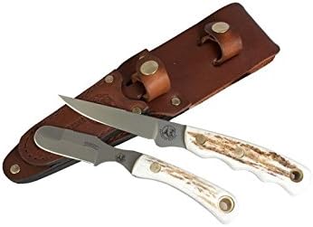 Knives of Alaska Jaeger/Muskrat Combination Fixed Blade Hunting Knife Set with Leather Sheath
