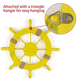 MDLUU Wooden Ship Wheel 11 Inches, Ship Rudder Decor, Helm Wheel Wall Hanging Ornament for Mediterranean Nautical… 41gCEDV4IHL