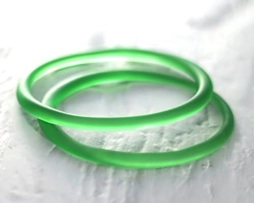 Recycled Jameson Whiskey Bottle Bangles - Emerald Green Irish Whiskey Bracelet - Sea Glass Finish - Set of Two
